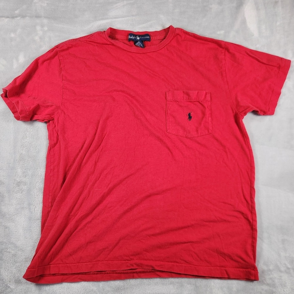 Ralph Lauren Classic Crew Neck‎ T Shirt Womens Medium Red Short Sleeve Nayy Pony